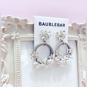 BaubleBar Silver and White Crystal and Bead Earrings